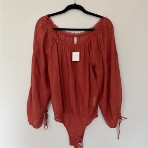 Free People Rust Cotton Bodysuit XS